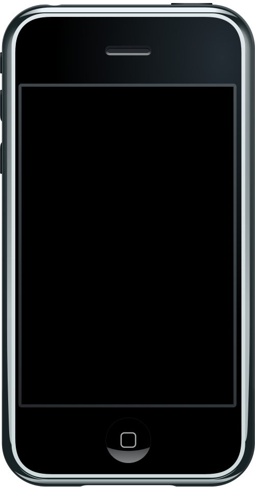 An early iPhone, screen forward, showing its single home button.